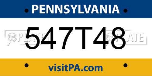547T48 Pennsylvania License Plate