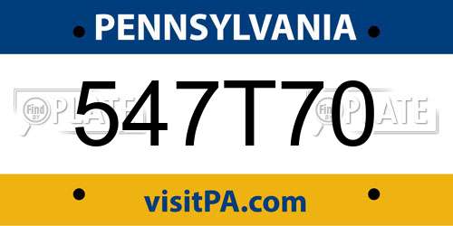 547T70 Pennsylvania License Plate