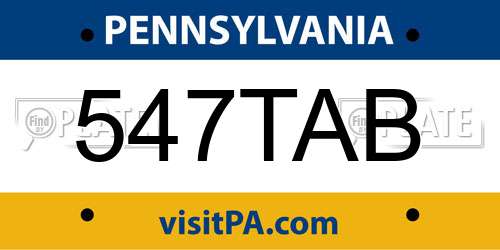 547TAB Pennsylvania License Plate
