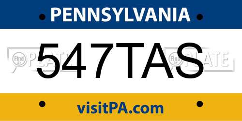 547TAS Pennsylvania License Plate