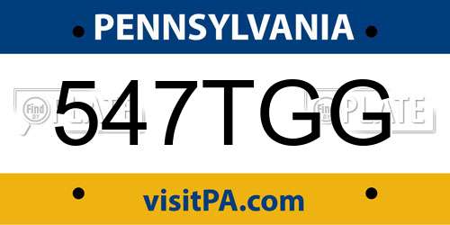 547TGG Pennsylvania License Plate
