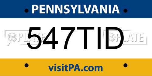 547TID Pennsylvania License Plate