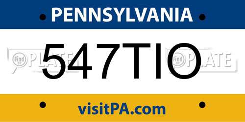 547TIO Pennsylvania License Plate