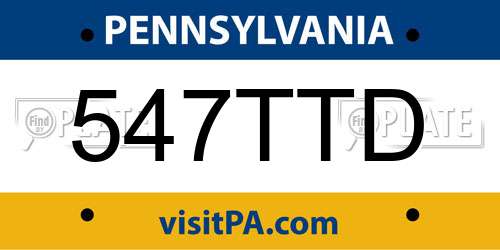 547TTD Pennsylvania License Plate