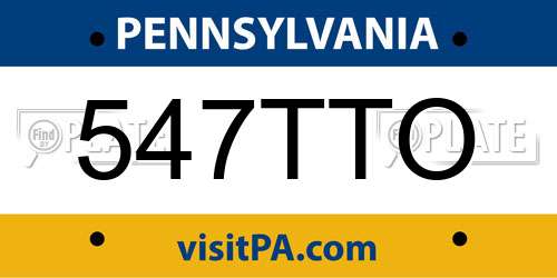 547TTO Pennsylvania License Plate