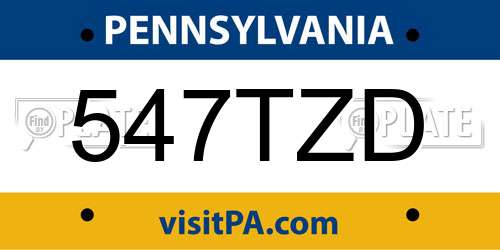 547TZD Pennsylvania License Plate