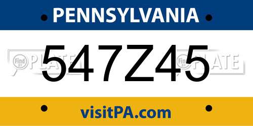 547Z45 Pennsylvania License Plate