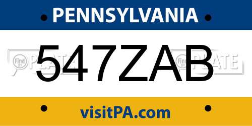 547ZAB Pennsylvania License Plate