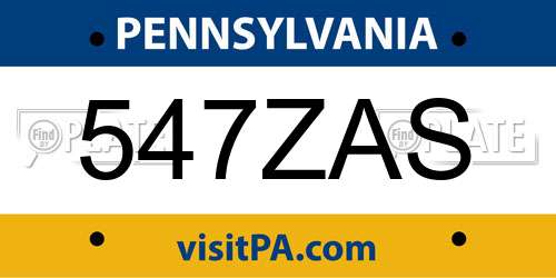547ZAS Pennsylvania License Plate