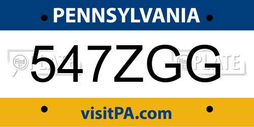 547ZGG Pennsylvania License Plate