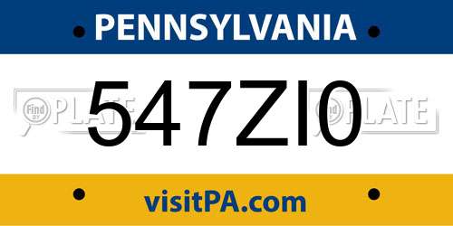 547ZI0 Pennsylvania License Plate