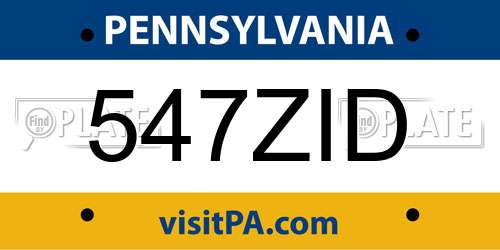 547ZID Pennsylvania License Plate