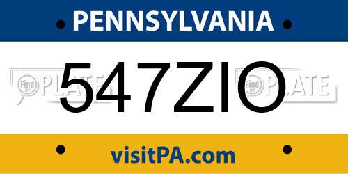 547ZIO Pennsylvania License Plate