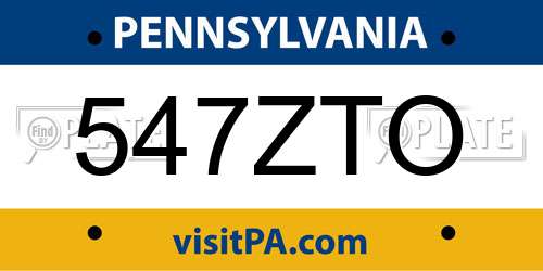 547ZTO Pennsylvania License Plate