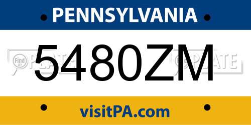 5480ZM Pennsylvania License Plate