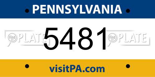 5481 Pennsylvania License Plate