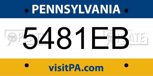 5481EB Pennsylvania License Plate