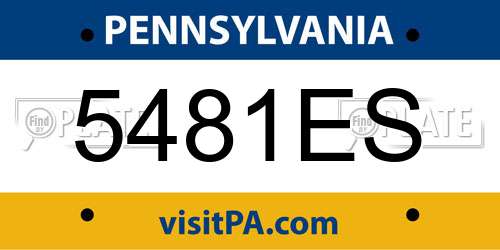 5481ES Pennsylvania License Plate