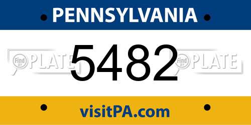 5482 Pennsylvania License Plate