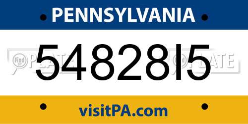 54828I5 Pennsylvania License Plate