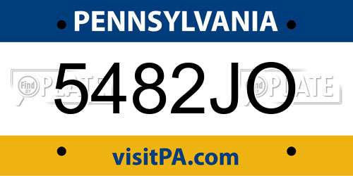 5482JO Pennsylvania License Plate