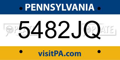 5482JQ Pennsylvania License Plate