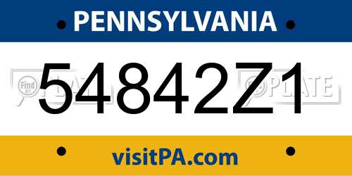 54842Z1 Pennsylvania License Plate