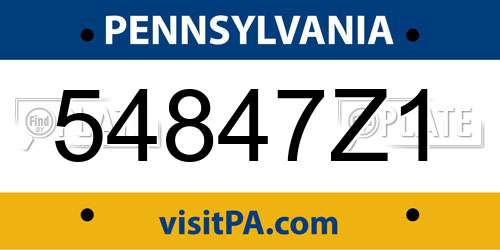 54847Z1 Pennsylvania License Plate