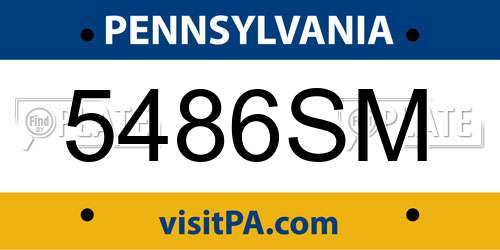 5486SM Pennsylvania License Plate
