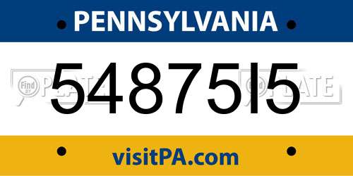 54875I5 Pennsylvania License Plate