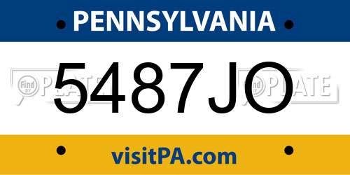 5487JO Pennsylvania License Plate