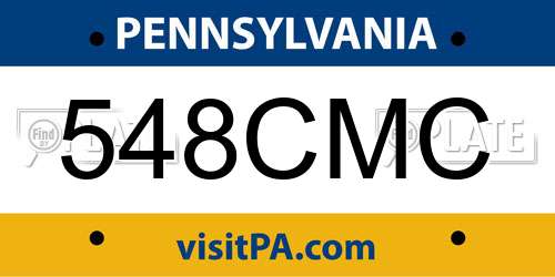 548CMC Pennsylvania License Plate