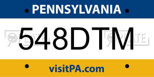 548DTM Pennsylvania License Plate