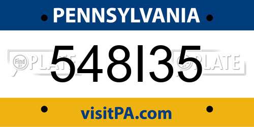 548I35 Pennsylvania License Plate