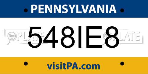 548IE8 Pennsylvania License Plate