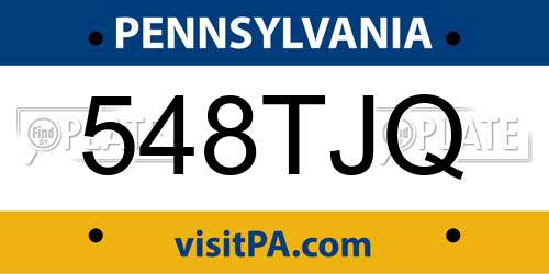 548TJQ Pennsylvania License Plate