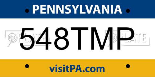 548TMP Pennsylvania License Plate