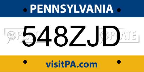 548ZJD Pennsylvania License Plate