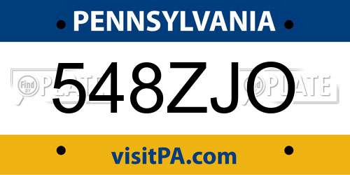 548ZJO Pennsylvania License Plate