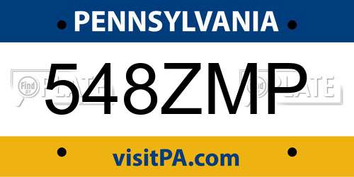548ZMP Pennsylvania License Plate