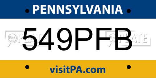549PFB Pennsylvania License Plate