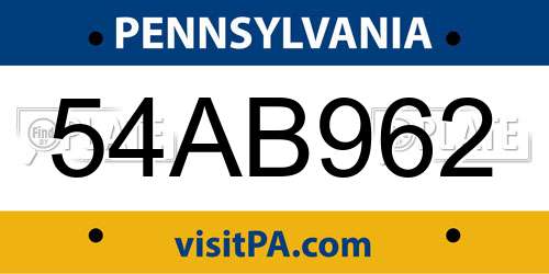 54AB962 Pennsylvania License Plate
