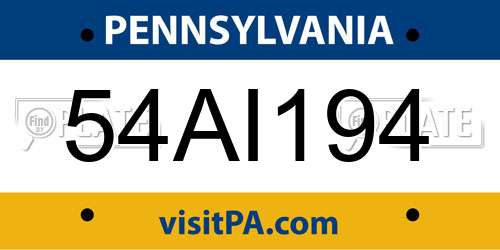 54AI194 Pennsylvania License Plate