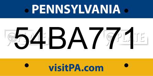 54BA771 Pennsylvania License Plate