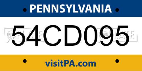 54CD095 Pennsylvania License Plate