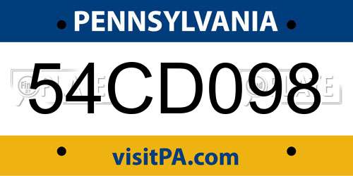 54CD098 Pennsylvania License Plate