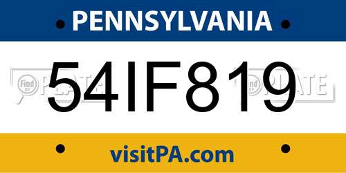 54IF819 Pennsylvania License Plate
