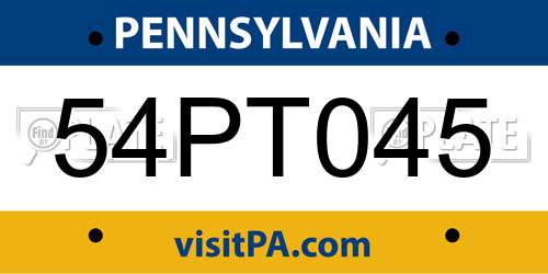54PT045 Pennsylvania License Plate