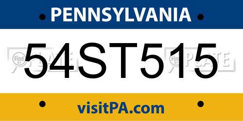 54ST515 Pennsylvania License Plate