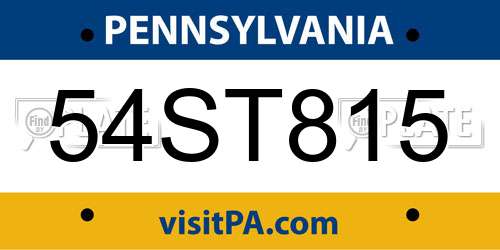 54ST815 Pennsylvania License Plate